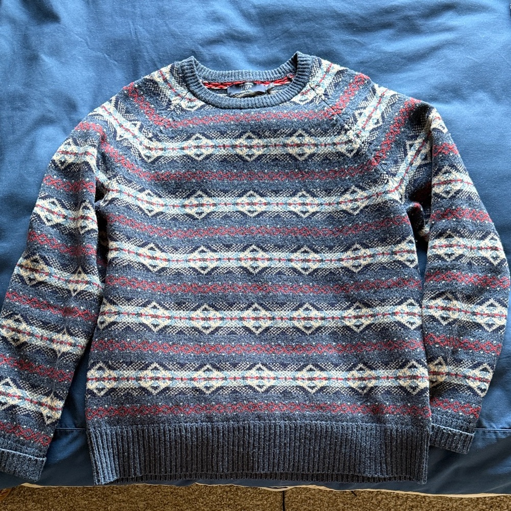 J. Crew Multicolor Patterned Crewneck Sweater